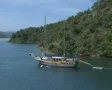 View of gulet moored in bay SD Footage