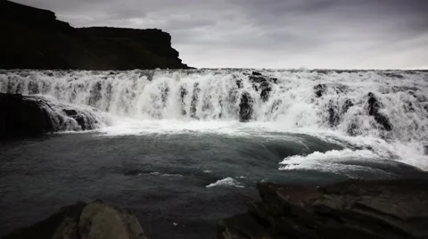 View of Gullfoss Falls  Stock Footage 67852366