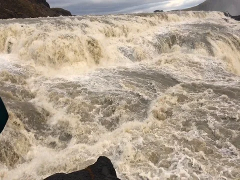 View of the Gullfoss Waterfall in Iceland Stock Footage 77988602