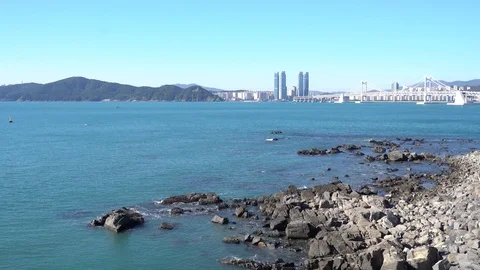 The view of Gwangan Bridge in Busan Stock Footage 101003591