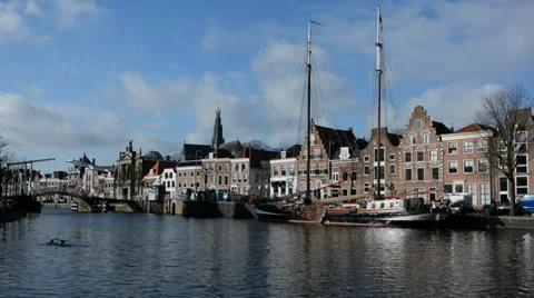 View of Haarlem, old and traditional Dutch city Stock Footage 34622593