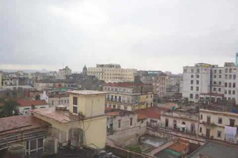 View of Habana Vieja (Old Havana), Cuba, from roof of Ambos Mundos Hotel Stock Photos