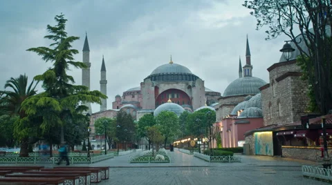 View of Hagia Sofia or Ayasofya in Istanbul, Turkey, 4K time lapse. Stock Footage 65253374