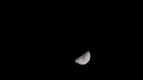 View of the half moon phase in the dark night sky Stock Footage 340232961