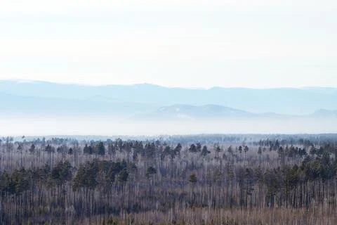 View of the Hamar Daban mountains on a clear winter day Stock Photos