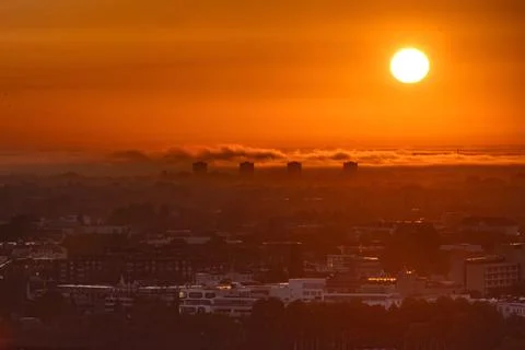 View of Hamburg at sunset Stock Photos