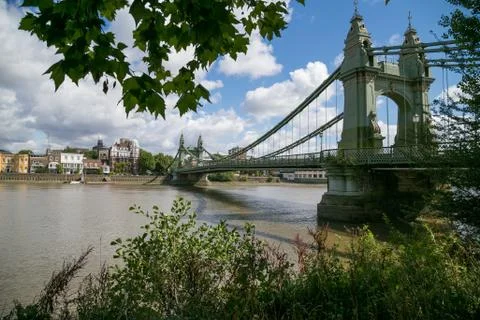View on Hammersmith bridge and Thames river Stock Photos