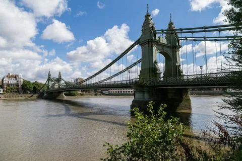 View on Hammersmith bridge and Thames river in West London Stock Photos