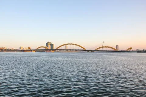 View of Han River on sunset in Da Nang ,Vietnam. Stock Photos