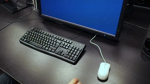 View to hand of a engineer browsing and search documentation on LCD Video stock 67223505