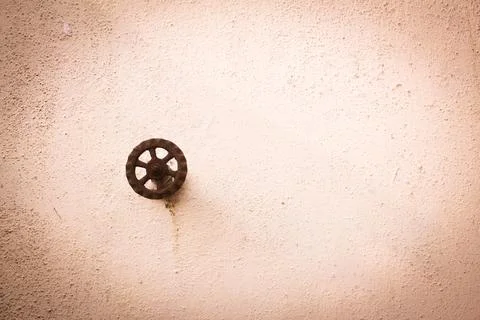 View of a handle of gate value to control the flow of liquid Stock Photos