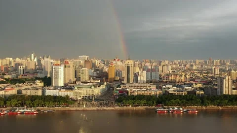 View of Harbin city, China Stock Footage 157212852