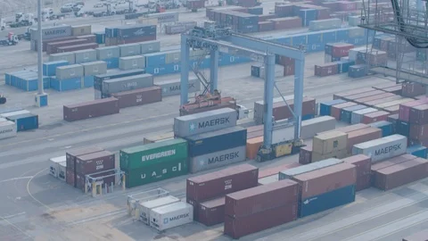 View of the harbor from the crane Stock Footage 118599103