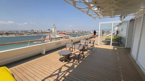 View of Harbor from Cruise Ship Deck Stock Footage 316836156