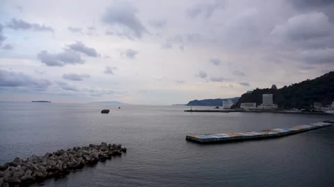 View of the harbor at dusk Stock Footage 260674025