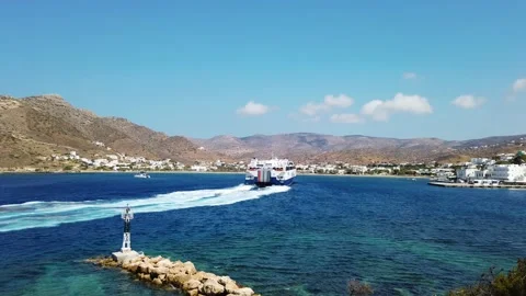 View of the Harbor of Ios Stock Footage 225726023