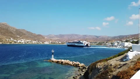 View of the Harbor of Ios. Stock Footage 225726207