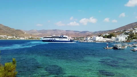 View of the Harbor of Ios. Stock Footage 225726263