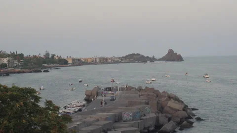 View of the harbour of Aci Castello 動画素材 138698440