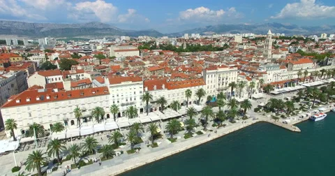 View of harbour and seafront promenade on July 24, 2013 in Split, Croatia Stock Footage 59548770