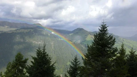 View from Harder Kulm mountain rainbow Switzerland Stock Footage 89974879
