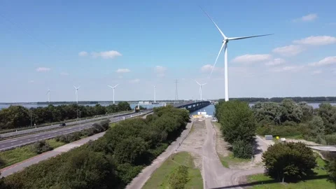 View of the Haringvliet Bridge A road surface over water in the Netherlands. 動画素材 247846159