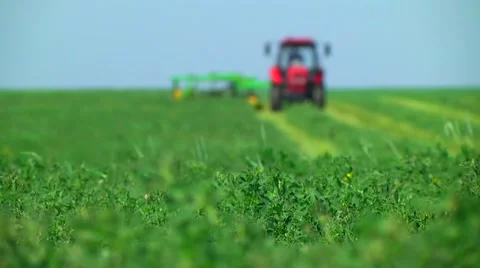 View of harvest fields with combine Stock Footage 60985110
