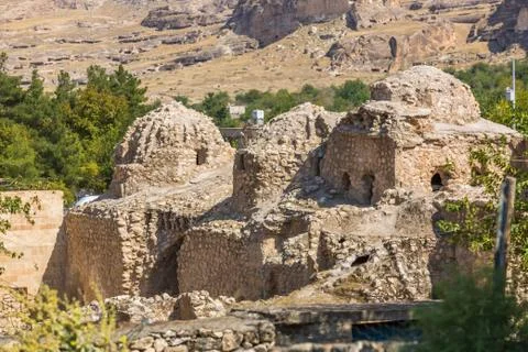 View of Hasankeyf stone ruines Stock Photos