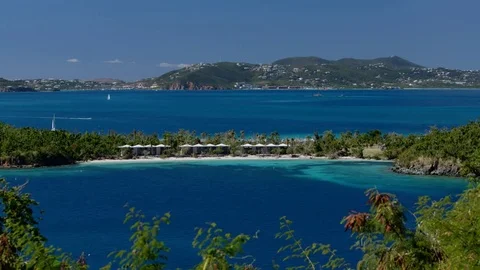 View of hawksnest bay, St John, united states virgin islands Stock Footage 84098299