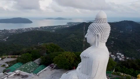 View from the head of the Big Buddha statue looking at Phuket island Stock Footage 166922836