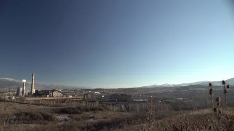 View on Heating Factory Landscape 4K Stock Footage 71771121