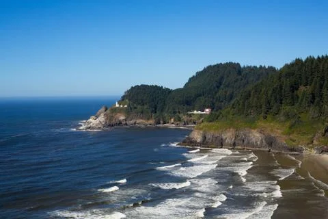 View of Heceda Head Light House on the Oregon Coast Stock Photos