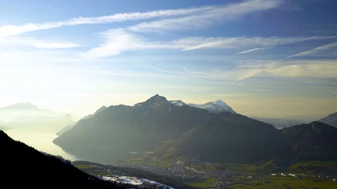 View from height of 2 km on the lake Lucerne Stock Footage 109503323