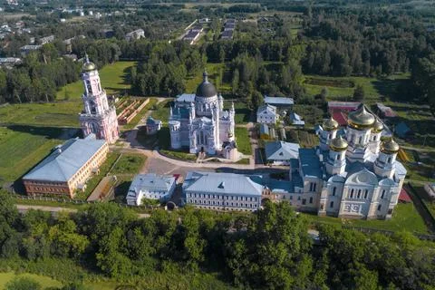 A view from a height of the ancient Kazansky monastery. Vyshny Volochek Stock Photos