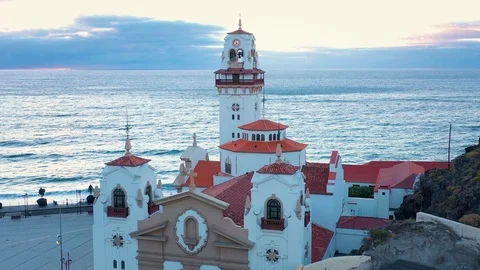 View from the height of the Basilica and townscape in Candelaria near the Stock Footage 111460287