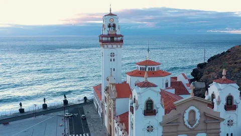 View from the height of the Basilica and townscape in Candelaria near the Stock Footage 111460425