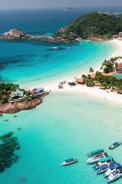 View from the height of the beach called Long Beach of Redang Island, Malaysi Stock Photos
