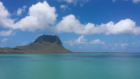 View from the height of the beach of Le Morne on the island of Mauritius in the Stock Footage 170740866