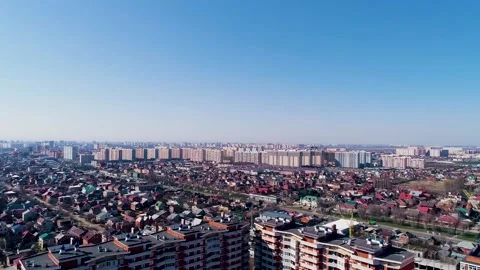The view from the height of bird flight. Drone flight footage of city blocks Vídeos de archivo 148963844
