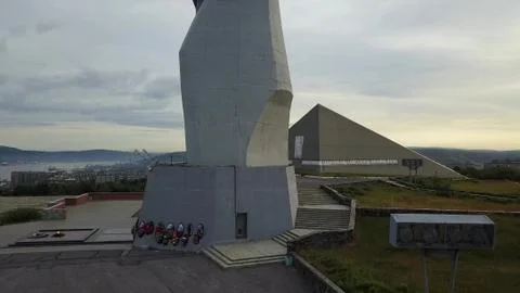 The view from the height of bird flight of the Murmansk Museum of military glory Stock Photos