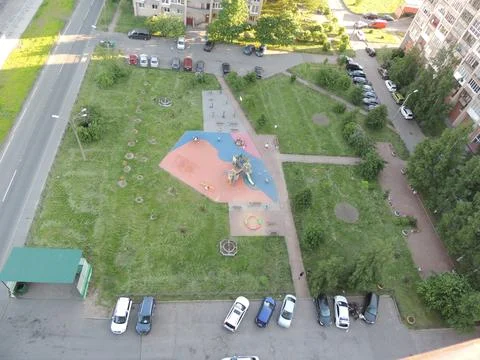 View from the height of the city courtyard Stock Photos