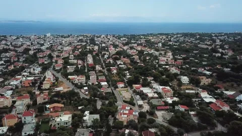 View from a Height to the City by the Sea Stock Footage 238641345