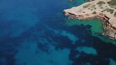 View From A Height to coast cliff and sea Stock Footage 237053336