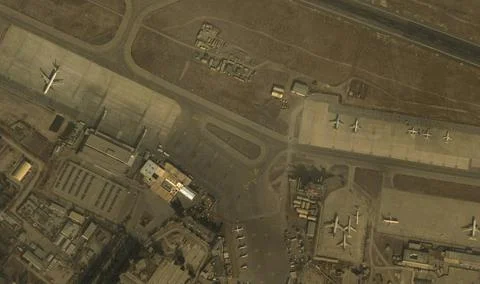 A view from the height of a drone flight over the airport of Kabul, Afghanist Stock Photos