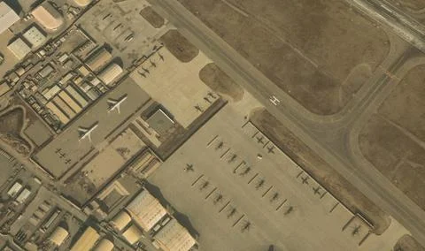 A view from the height of a drone flight over the airport of Kabul, Afghanist Stock Photos