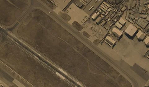 A view from the height of a drone flight over the airport of Kabul, Afghanistan Stock Photos