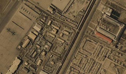 A view from the height of a drone flight over the airport of Kabul, Afghanistan Stock Photos