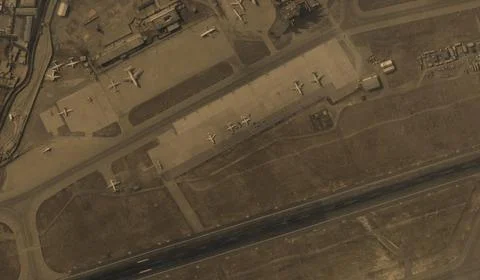 A view from the height of a drone flight over the airport of Kabul, Afghanistan Stock Photos