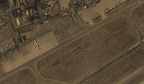 A view from the height of a drone flight over the airport of Kabul, Afghanistan Stock Photos