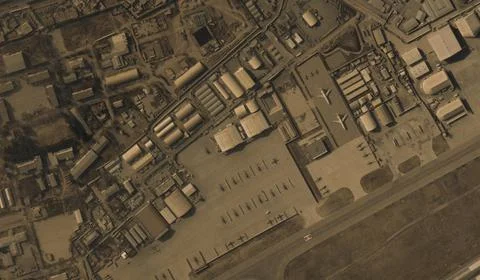 A view from the height of a drone flight over the airport of Kabul, Afghanistan Stock Photos